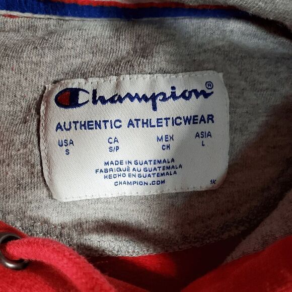 Champion Hoodie Mens Small Red Fleece Lined Athletic Wear Drawstring Pullover - Picture 2 of 8